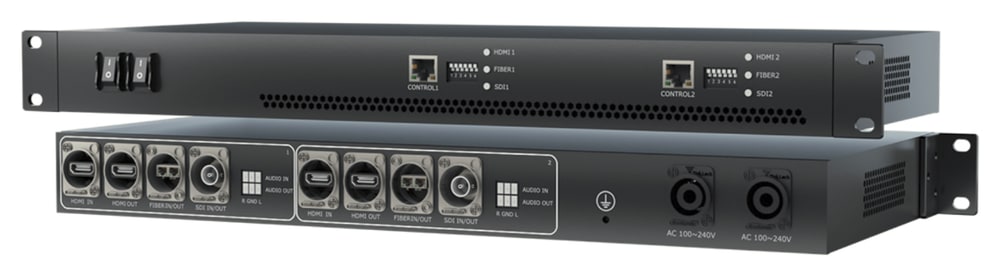 Two modules in 1U with locking connectors