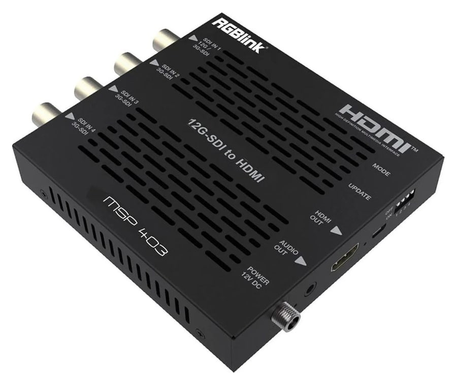 12G-SDI or 4× 3G-SDI to HDMI 2.0b