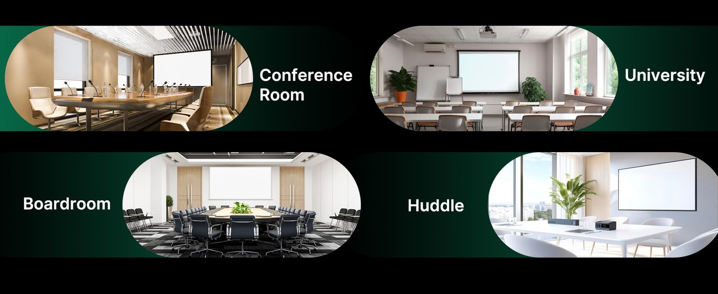 Conference room, university and huddle space