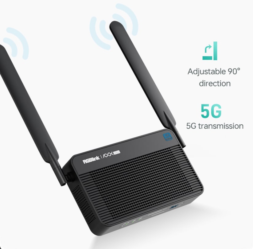 Antennas tilting 90° and 5 GHz transmission