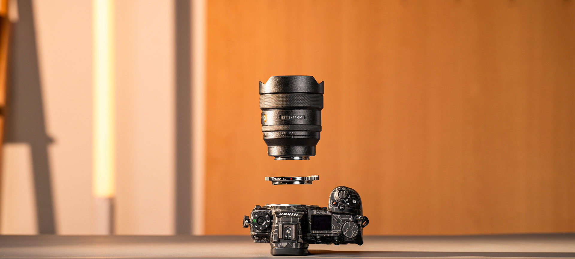 Sony E lens, Viltrox E-Z adapter and Nikon Z camera