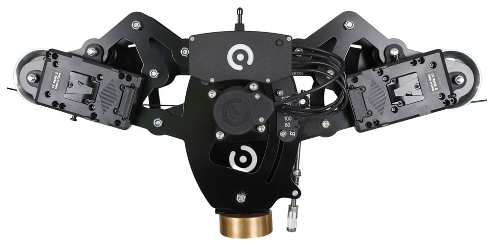 Power the gimbal and transmitter from V-Mount batteries – On the cable cam