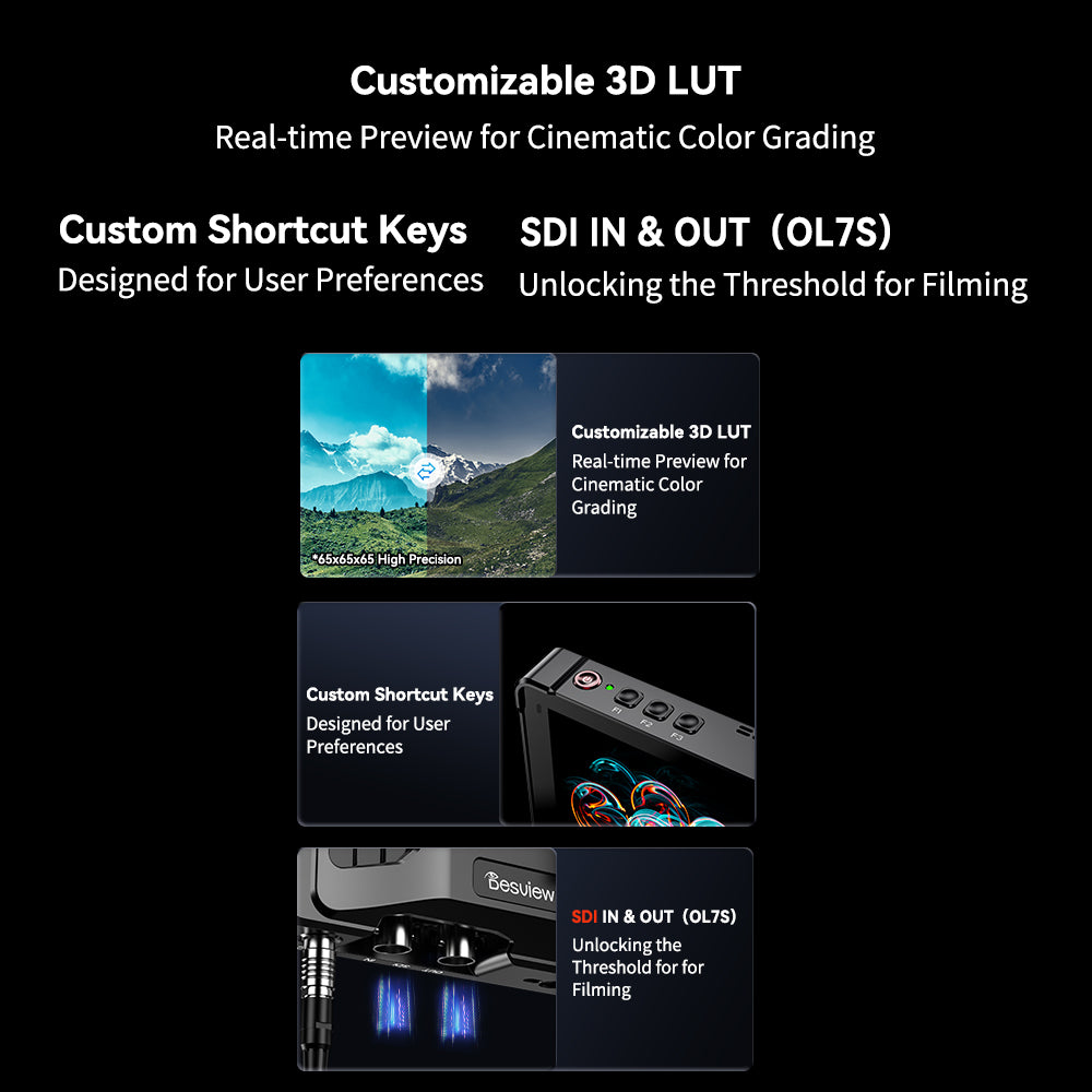 Desview OL7S – Custom 3D LUTs and programmable buttons