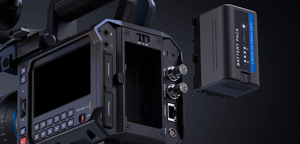 Blackmagic PYXIS 12K PL – BP-U batteries and locking DC input