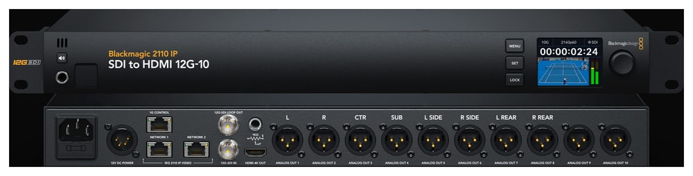 Blackmagic 2110 IP SDI to HDMI 12G-10 – Ten outputs for surround sound