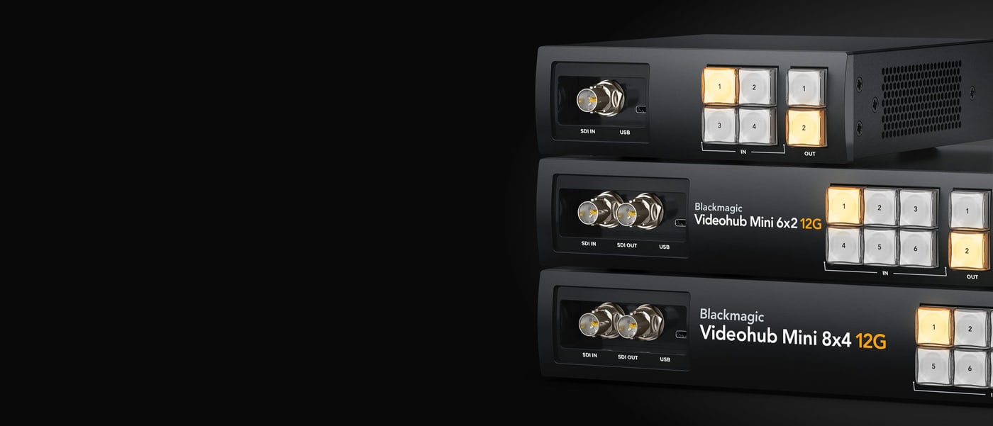 Blackmagic Videohub Mini 8x4 12G – Emergency connections on the front