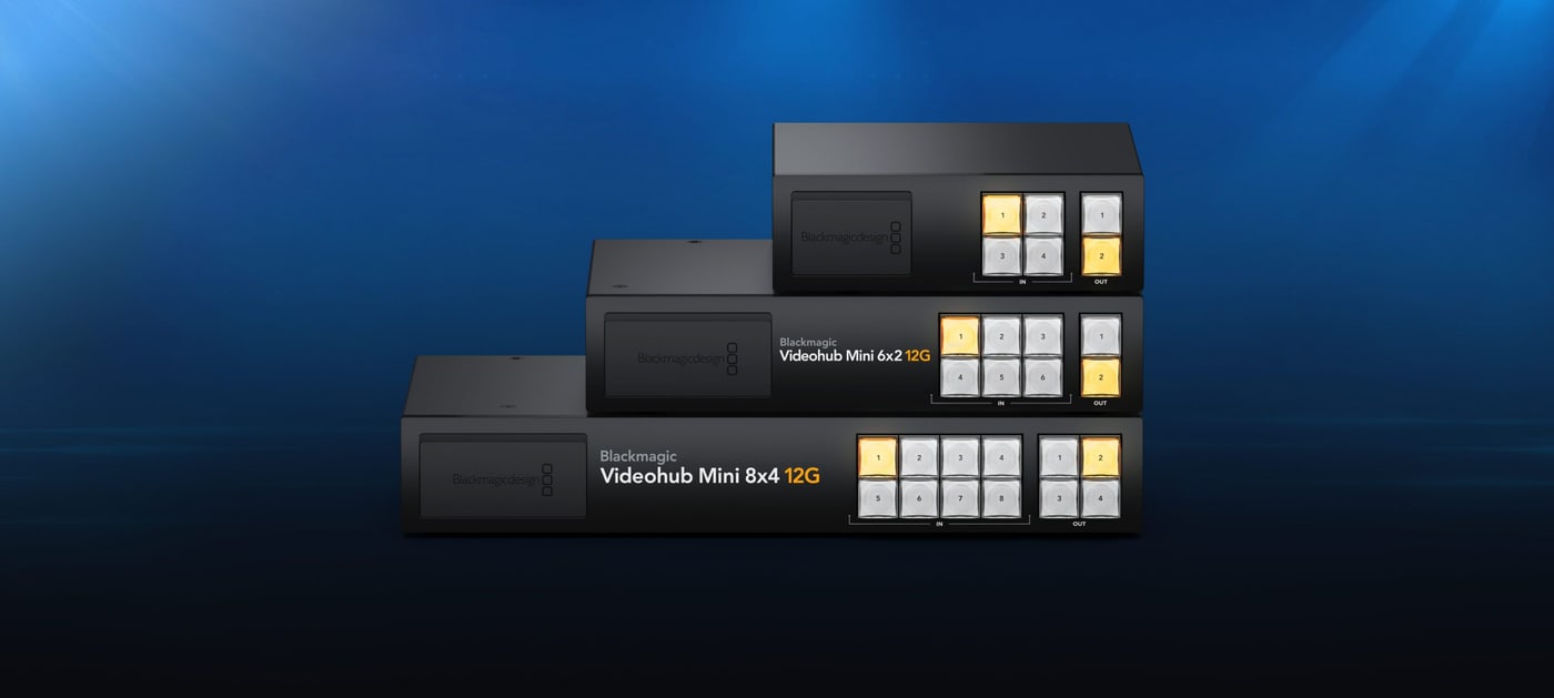 Blackmagic Videohub Mini 8x4 12G – More sources without re-patching cables