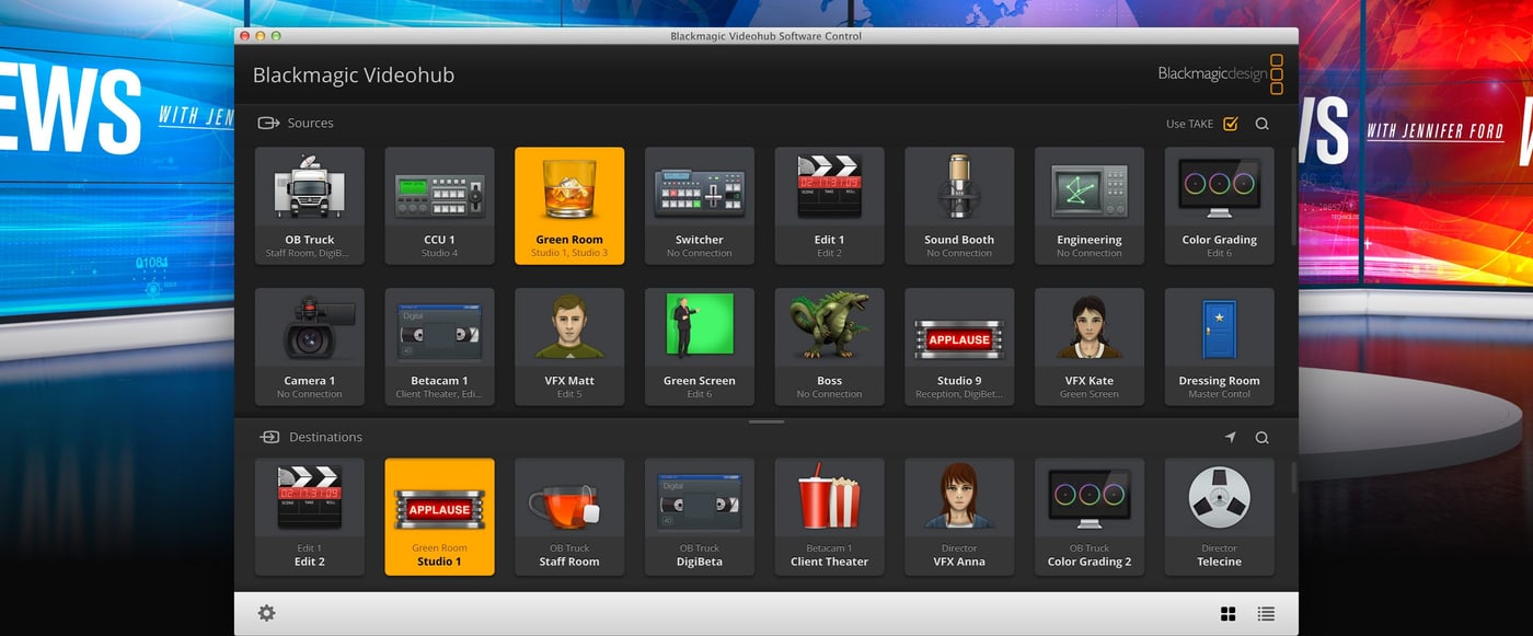 Blackmagic Videohub Mini 6x2 12G – Control from Mac, Windows and iPad