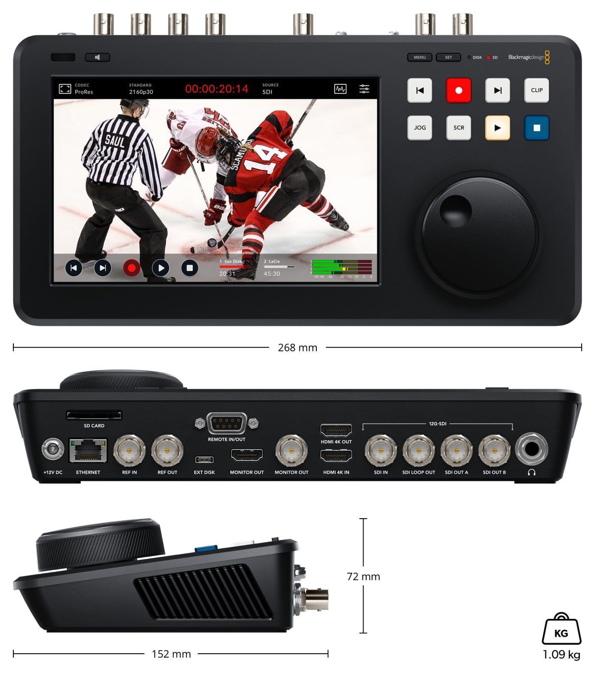 HyperDeck Shuttle 4K Pro – Dimensions and weight