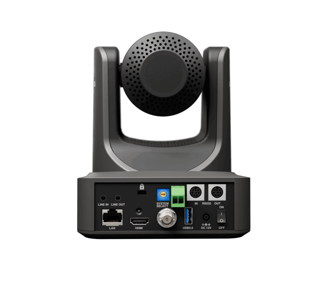 Rear panel of Atomos A-Eye HD-20X with HDMI, 3G-SDI, USB, Ethernet and control ports