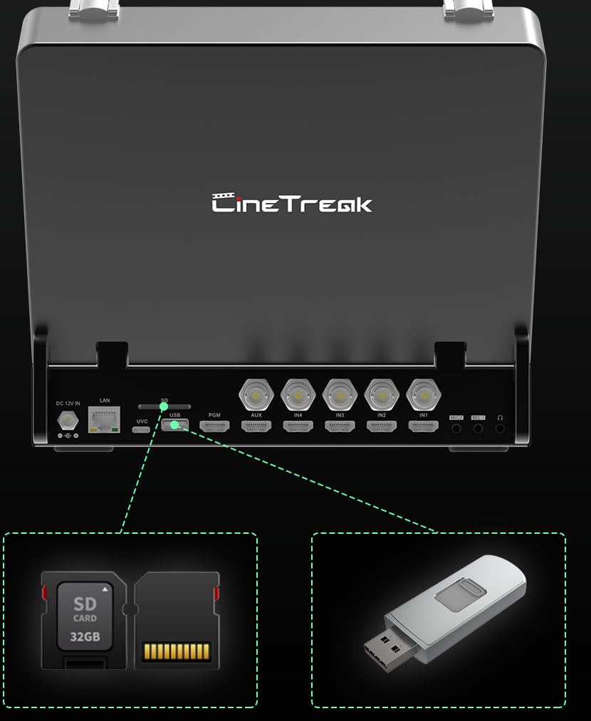 CineTreak Stream Master SDI – Recording to an SD card or USB drive