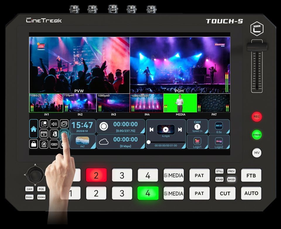CineTreak Touch-S – Touchscreen and physical buttons