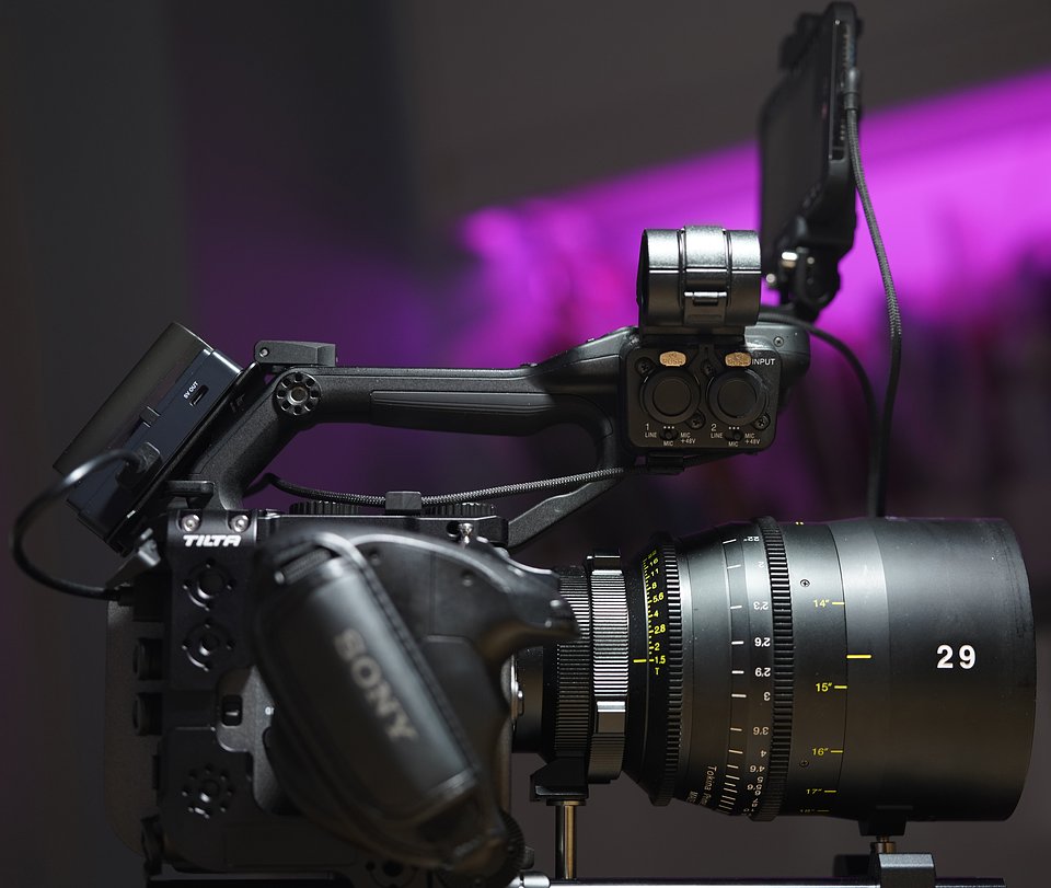 Official CL100 rig: SeeMo at the rear of the camera and an iPhone monitor at the front