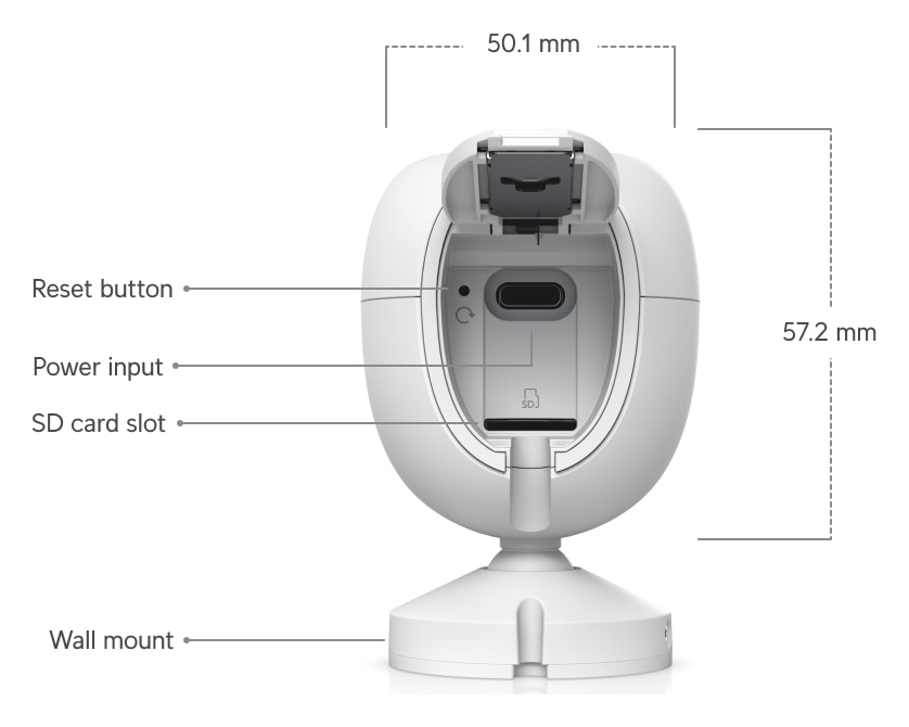 Ubiquiti UniFi Protect G6 Instant, white – Camera overview and dimensions