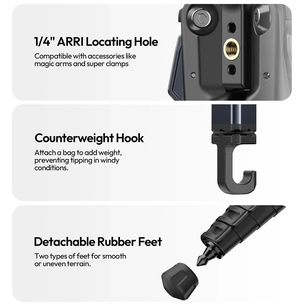 Ulanzi OMBRA II YING T156 tripod detail infographic