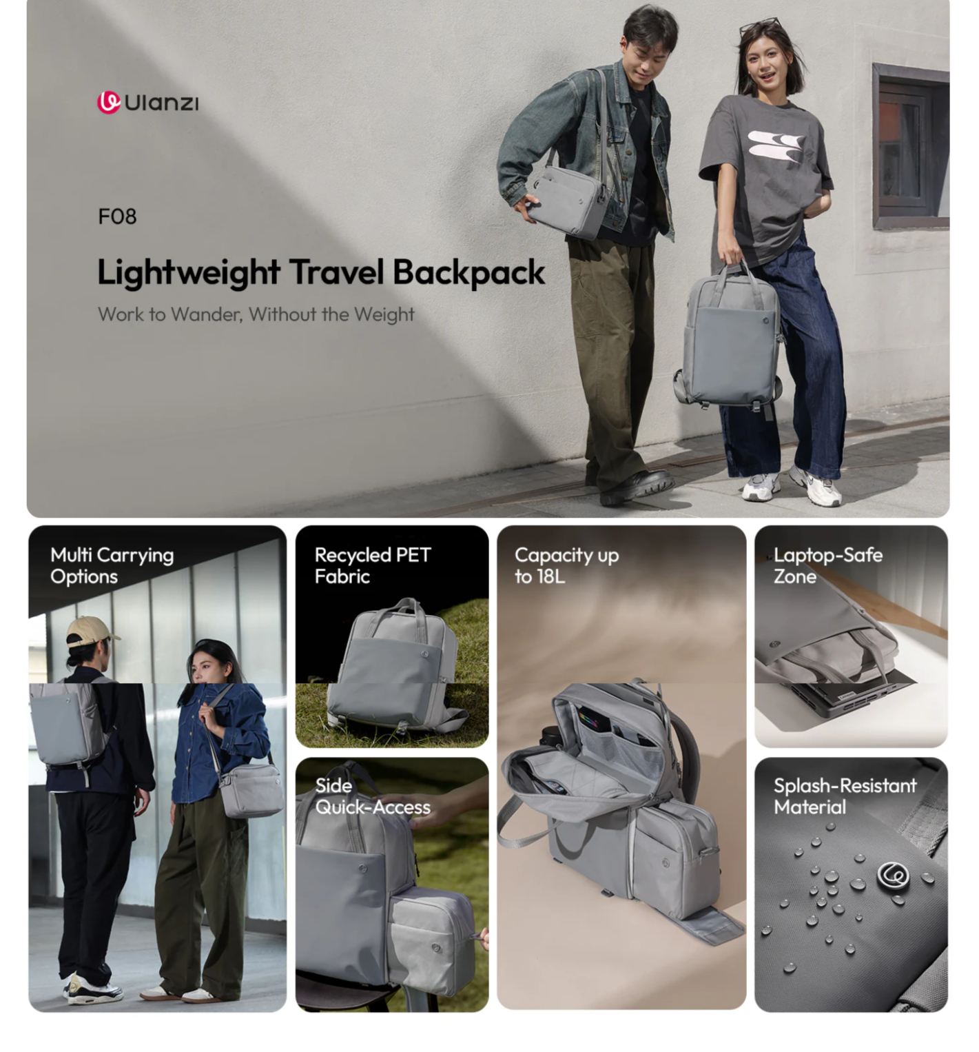 Ulanzi F08 backpack features and carrying options
