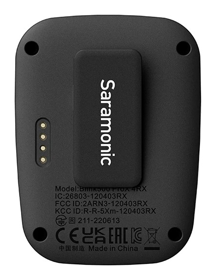 Saramonic Blink500 ProX B8 – Receiver charging contacts and clip