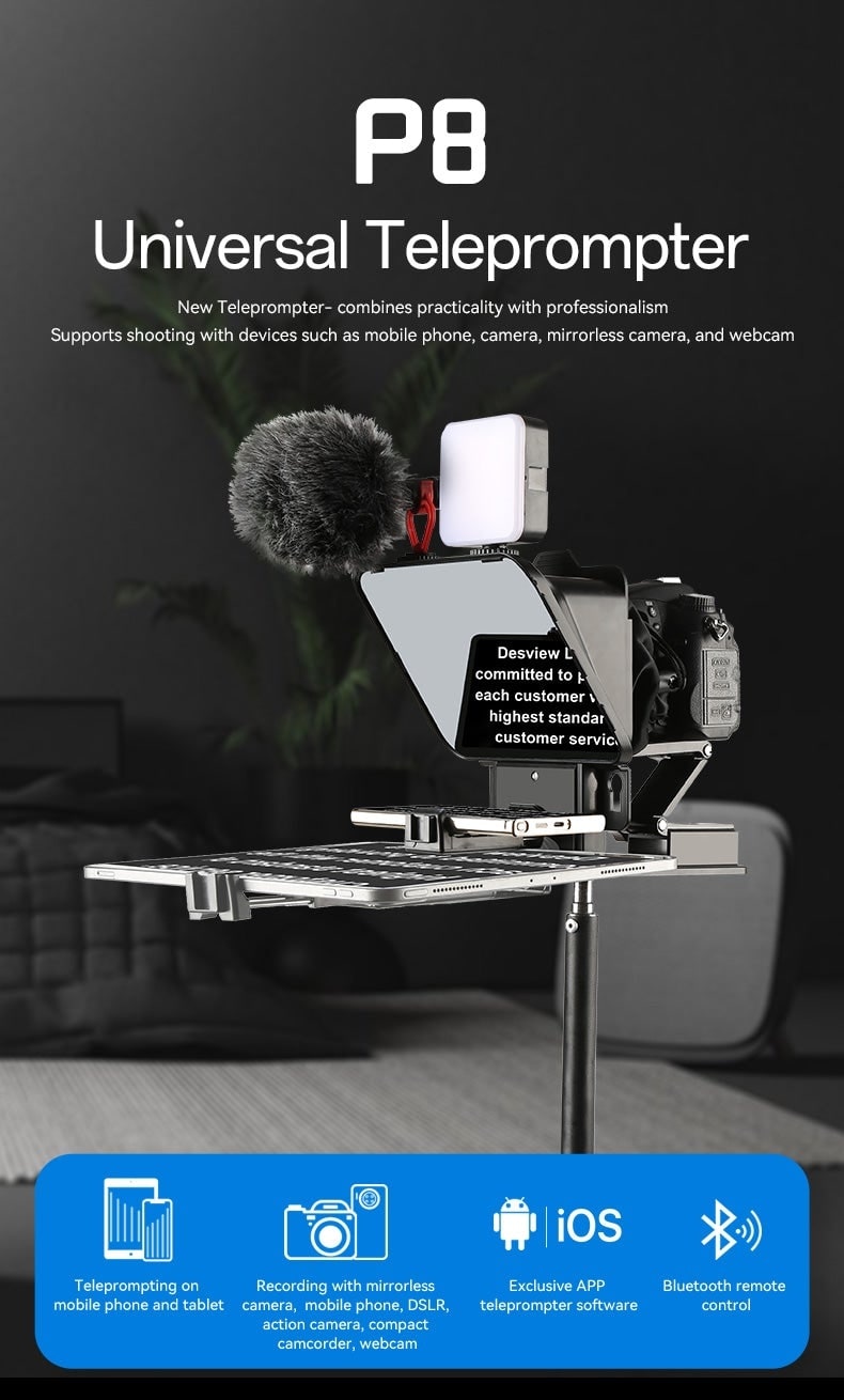 One teleprompter for phone and camera