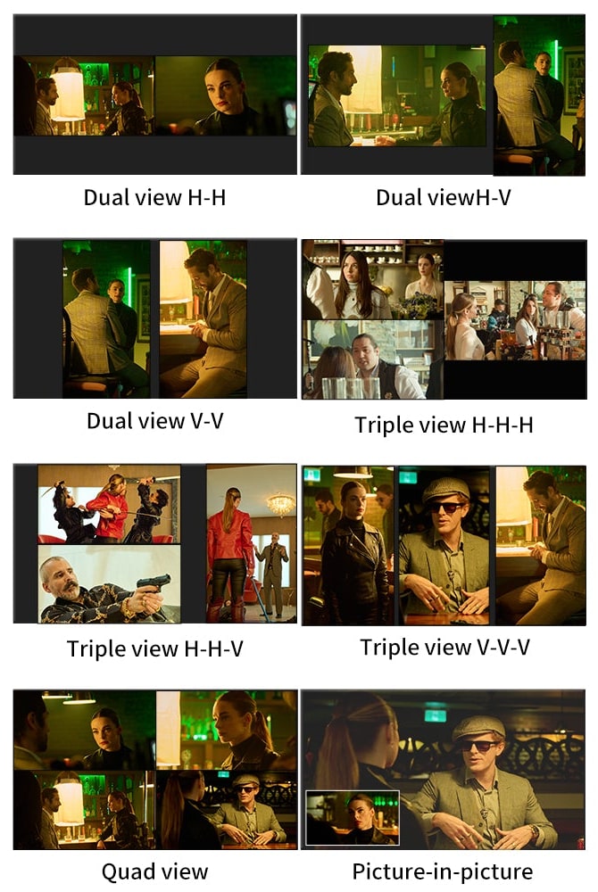 Multi-view monitoring – both horizontal and vertical at pro level
