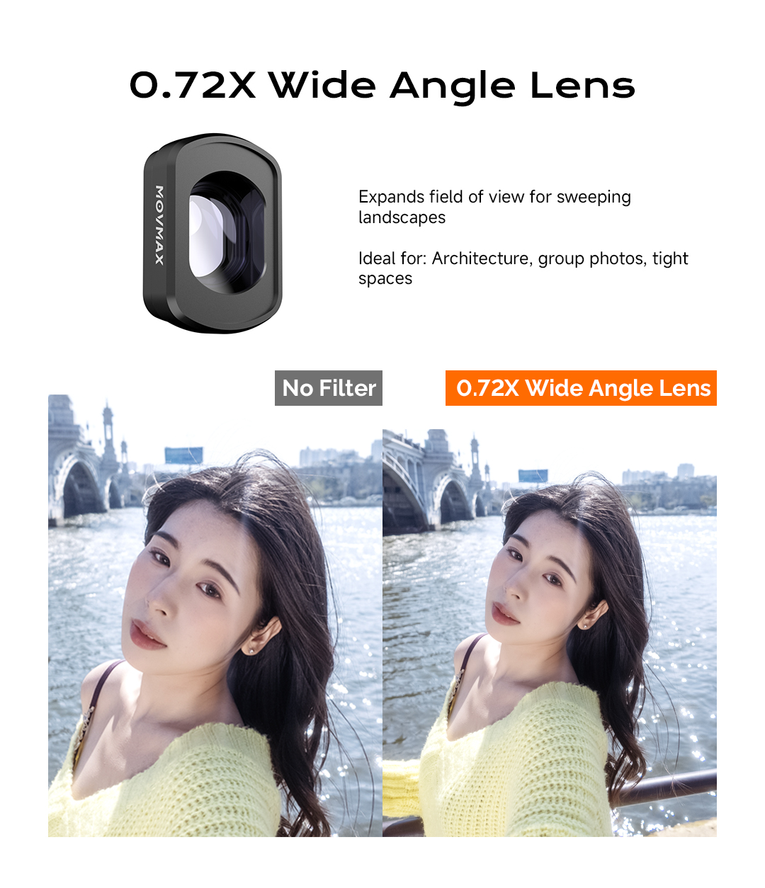 MOVMAX 0.72× lens attached to DJI Pocket 3