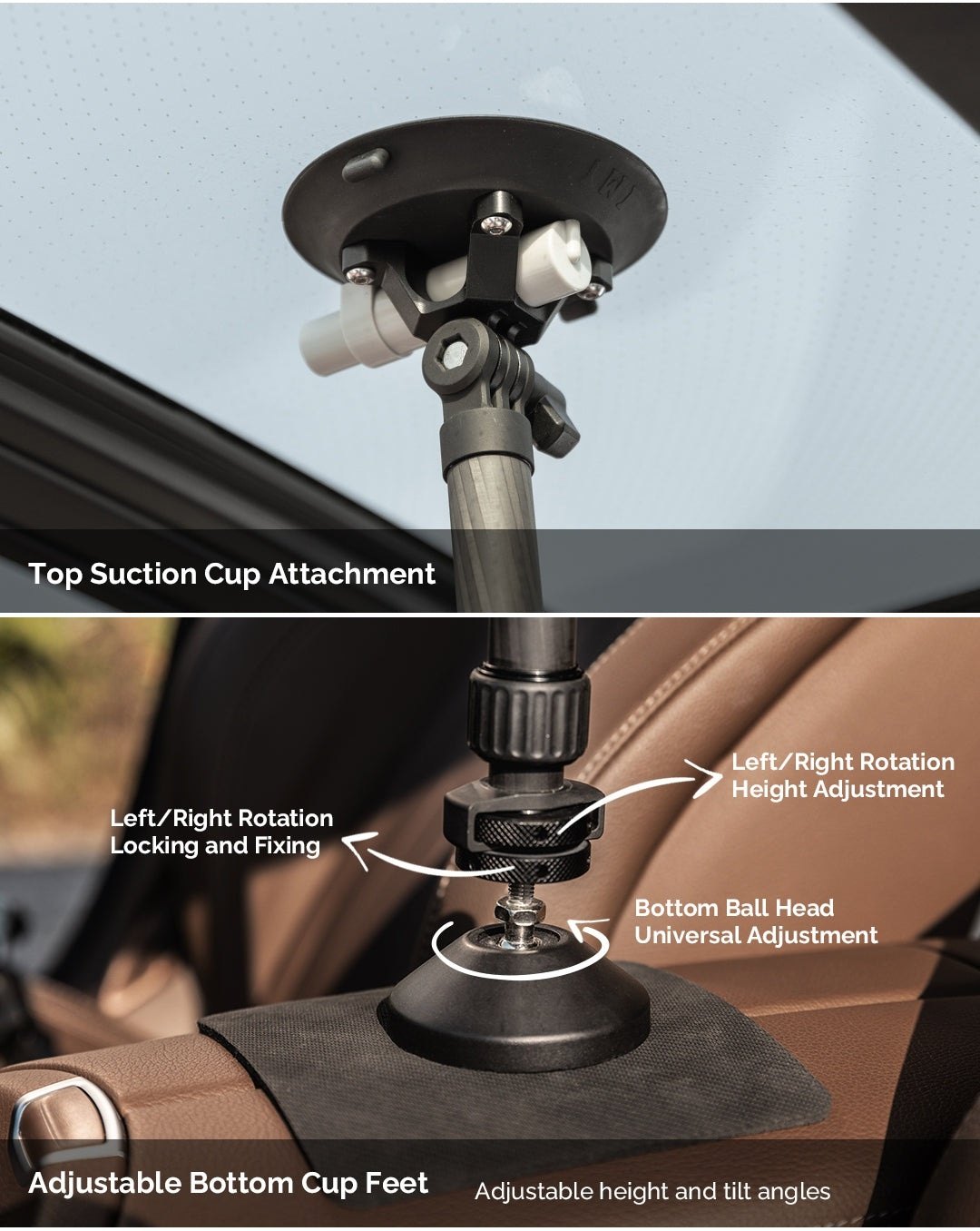 Suction cup and adjustable foot