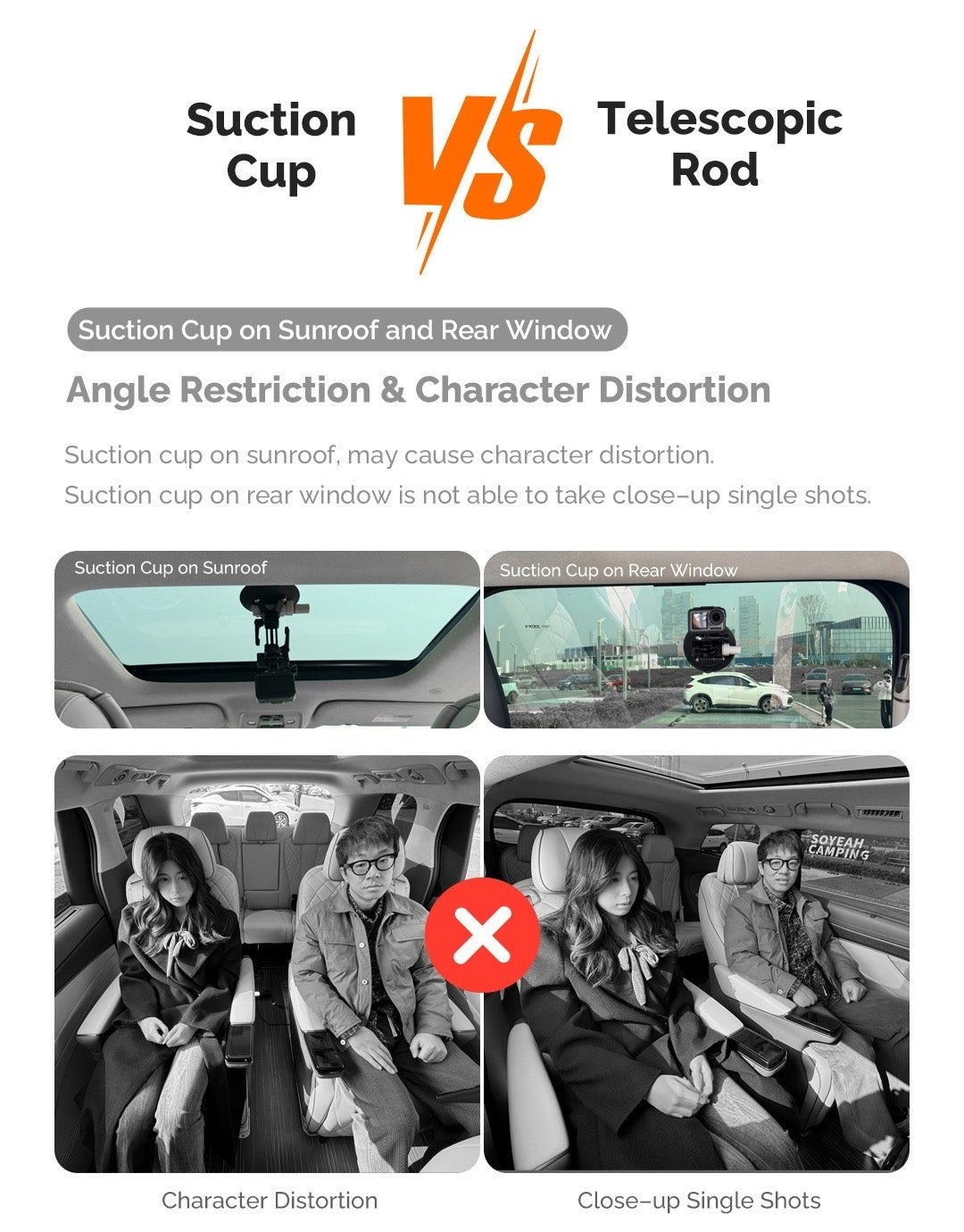 Suction cup on the rear window: distortion