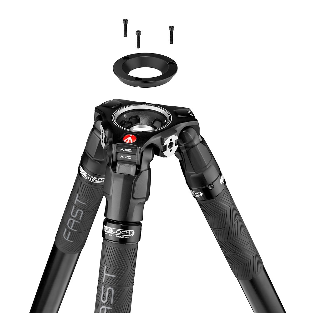 Manfrotto MVA060TF adapter shown above the bowl of the 635 FAST tripod