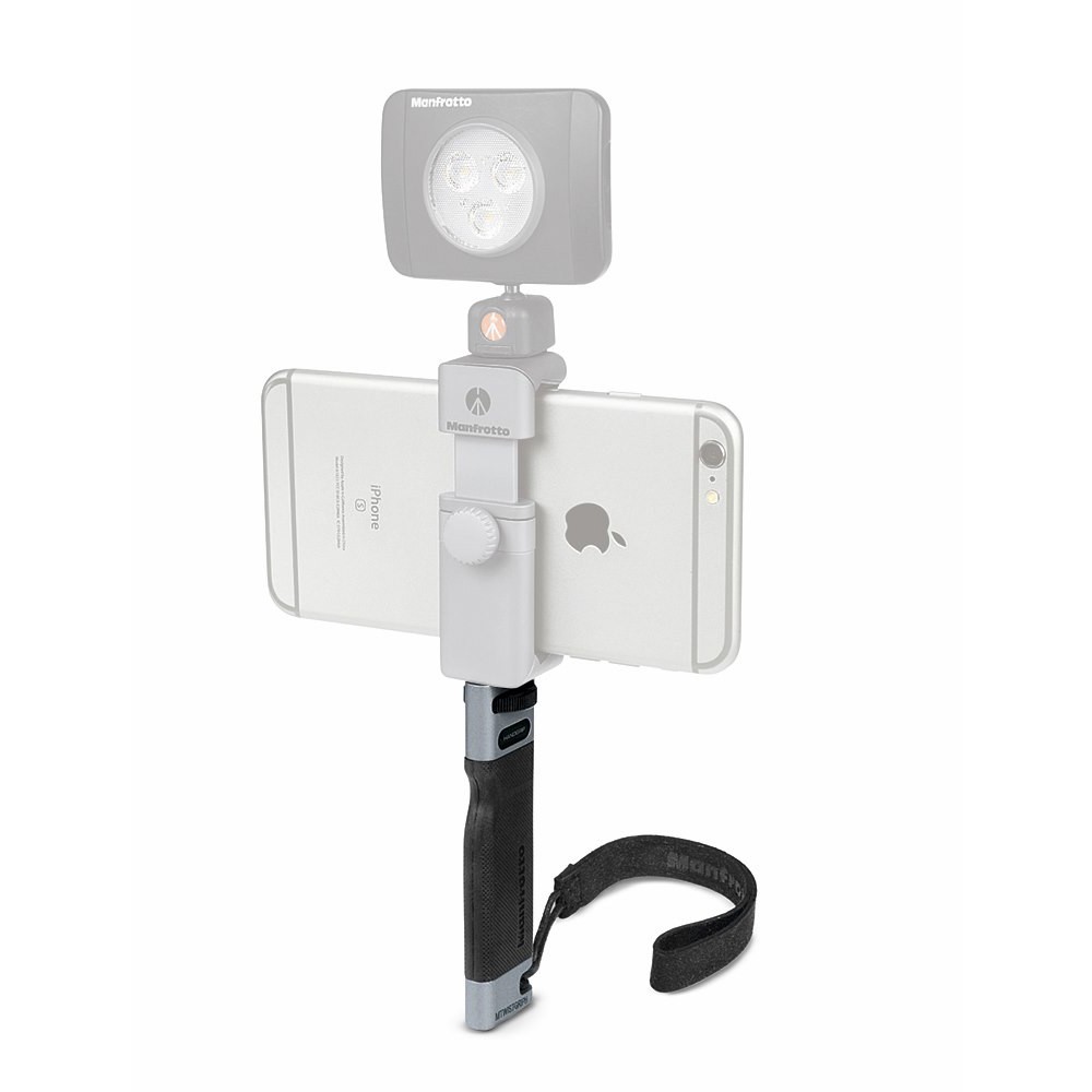 Manfrotto HandGrip connected to a TwistGrip clamp and smartphone