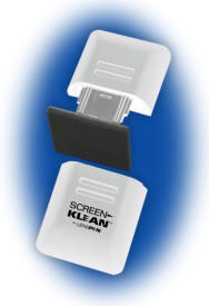 ScreenKlean illustration showing the separate cleaning pad and cover