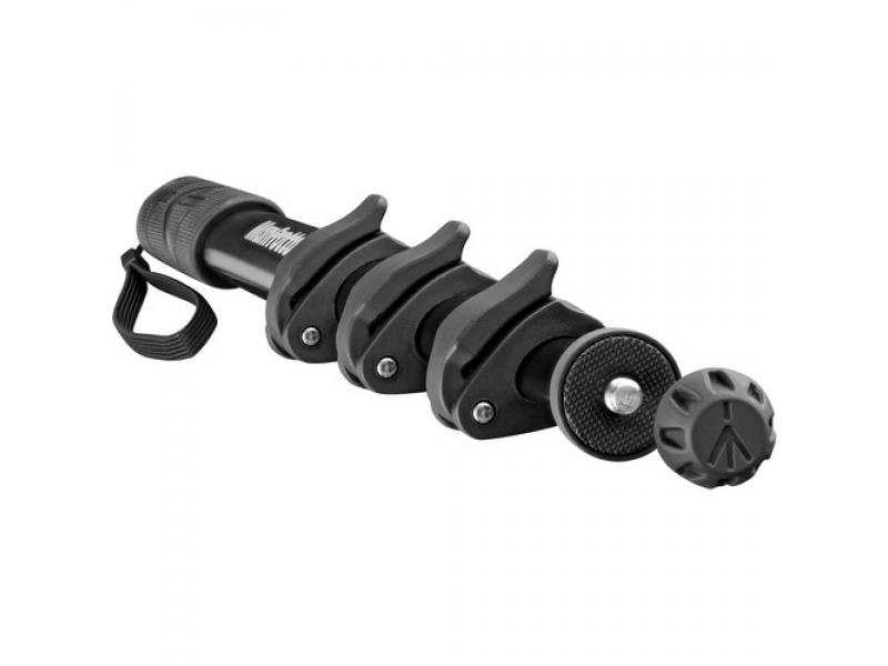 Manfrotto Compact Xtreme MPCOMPACT-BK with its detached rubber foot, shown for compatibility context