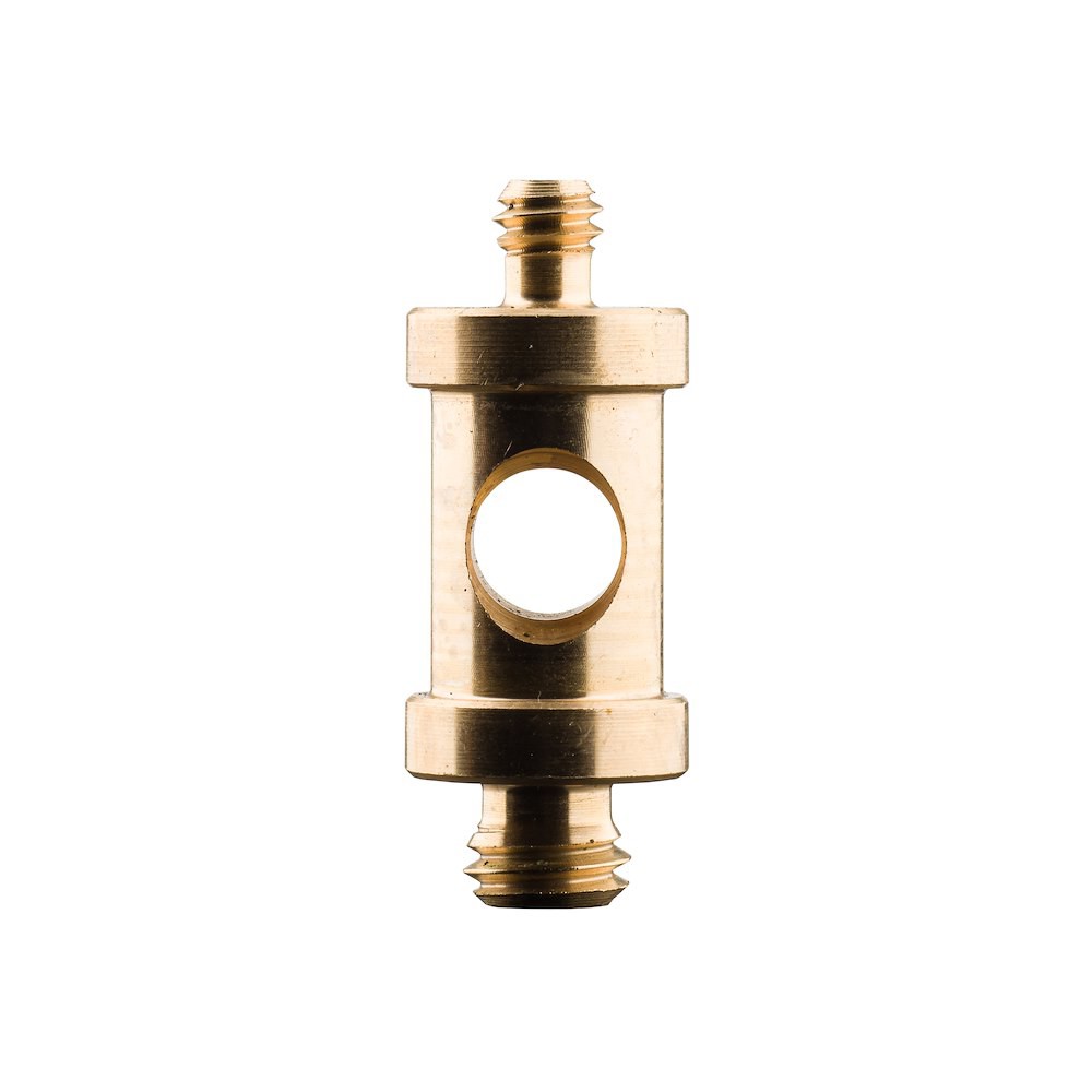 Short Manfrotto 118 brass spigot with 1/4 and 3/8 inch connections