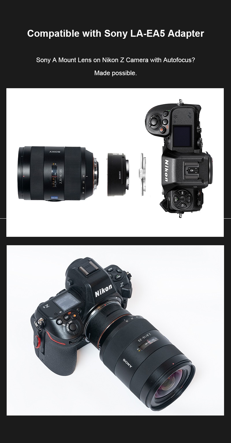 Megadap ETZ21 Pro+ – Sony A lenses via the Sony LA-EA5 adapter