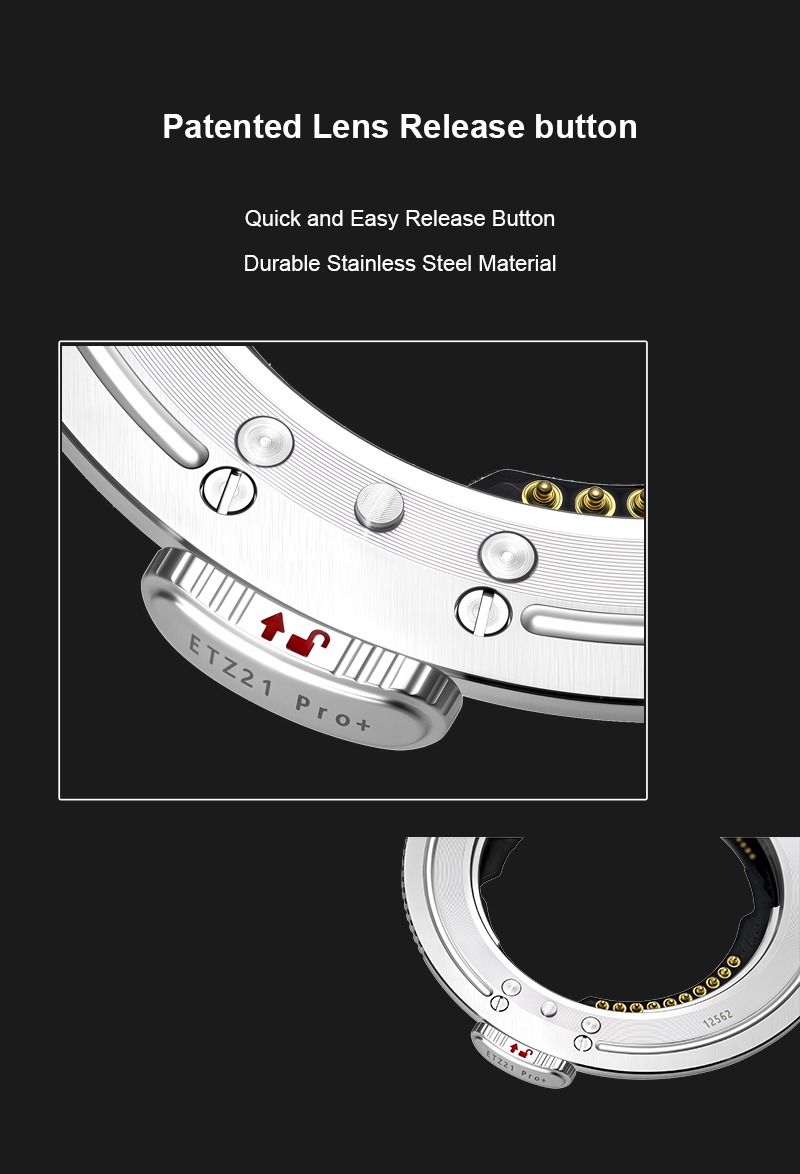 Megadap ETZ21 Pro+ – Patented lens release button
