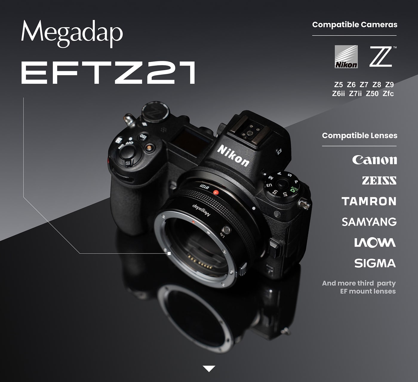 Megadap EFTZ21 – Compatible cameras and lenses