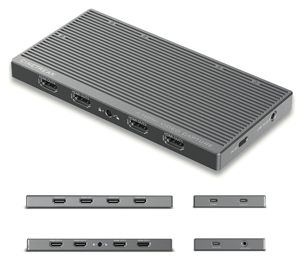 Four HDMI sources over one USB-C cable – Every connector at a glance