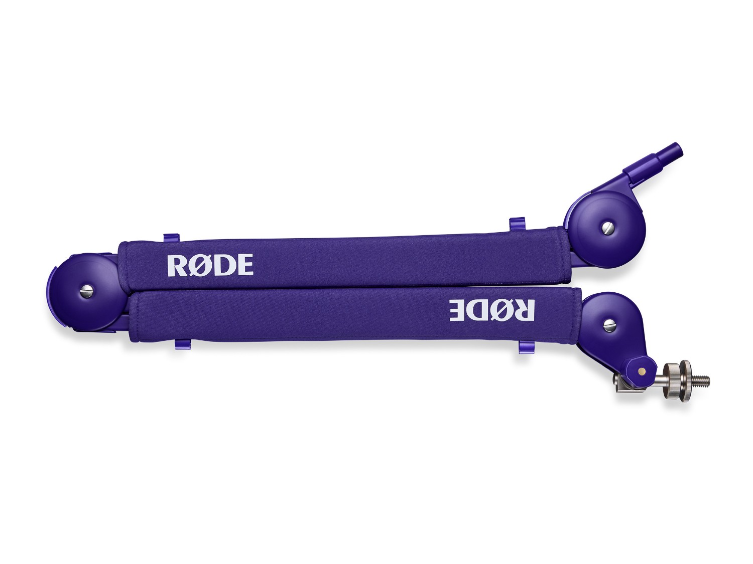 Folded purple RØDE PSA1+ studio microphone arm