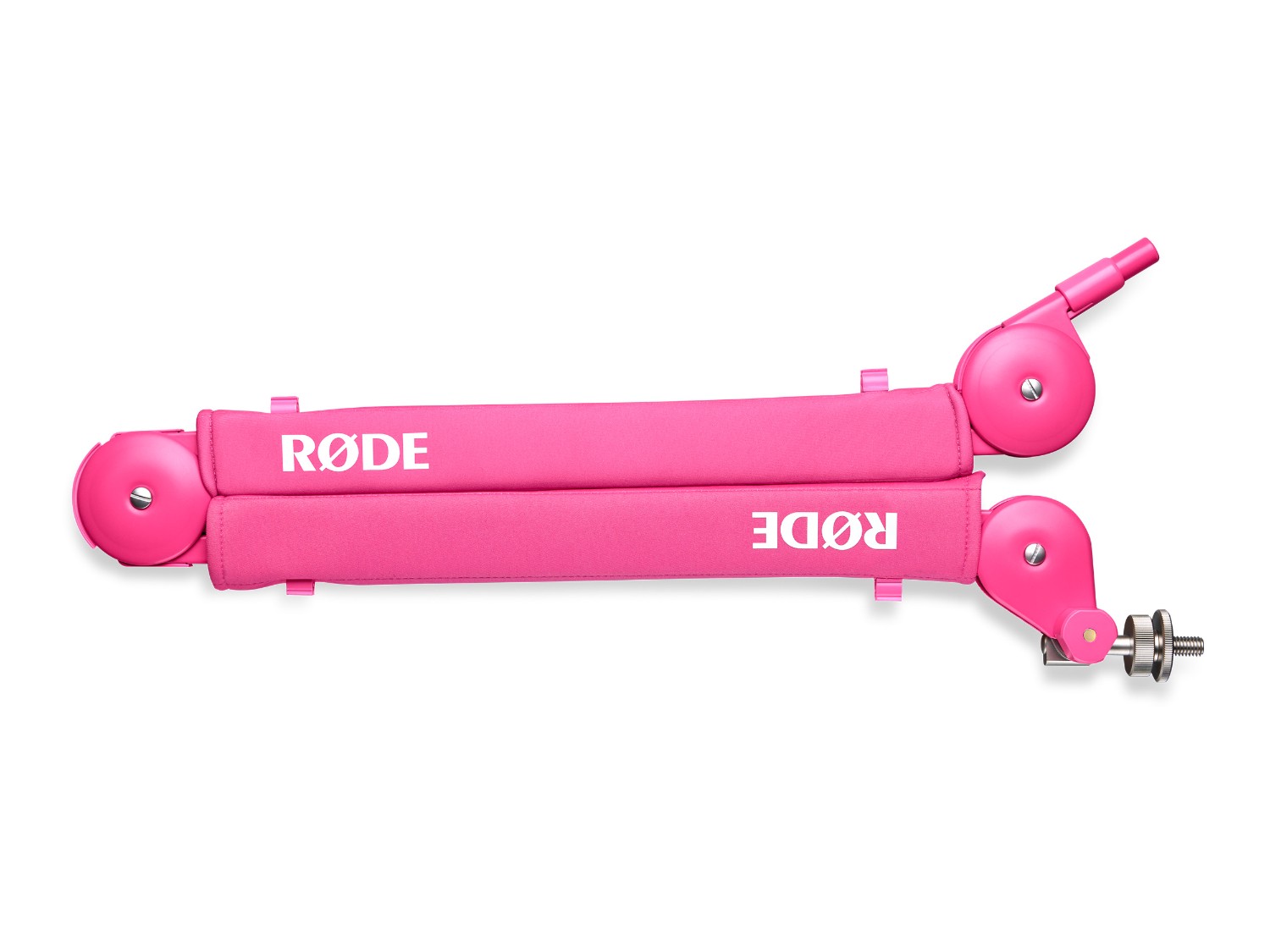 Folded pink RØDE PSA1+ studio microphone arm