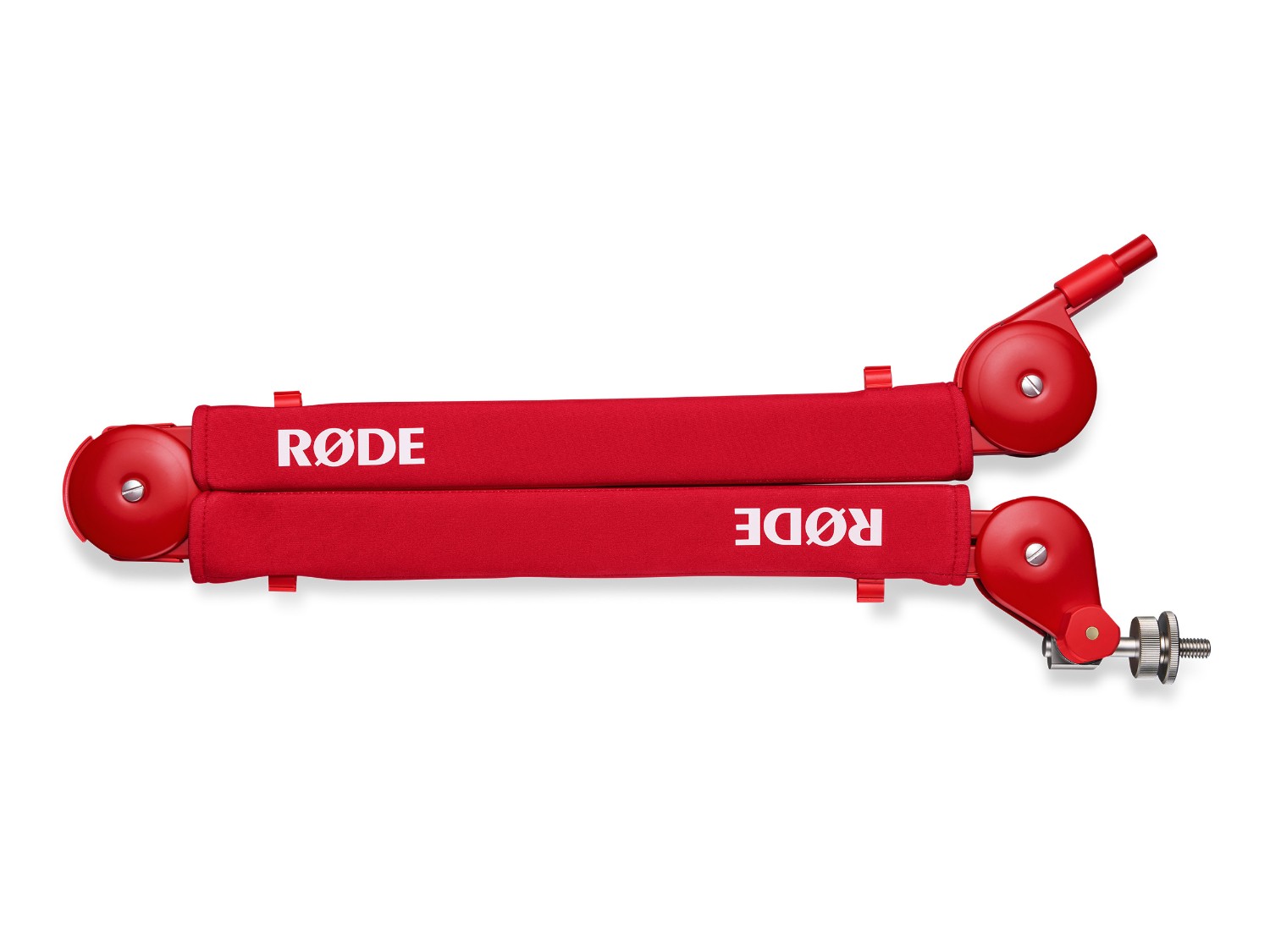 Red RØDE PSA1+ arm in a compact position