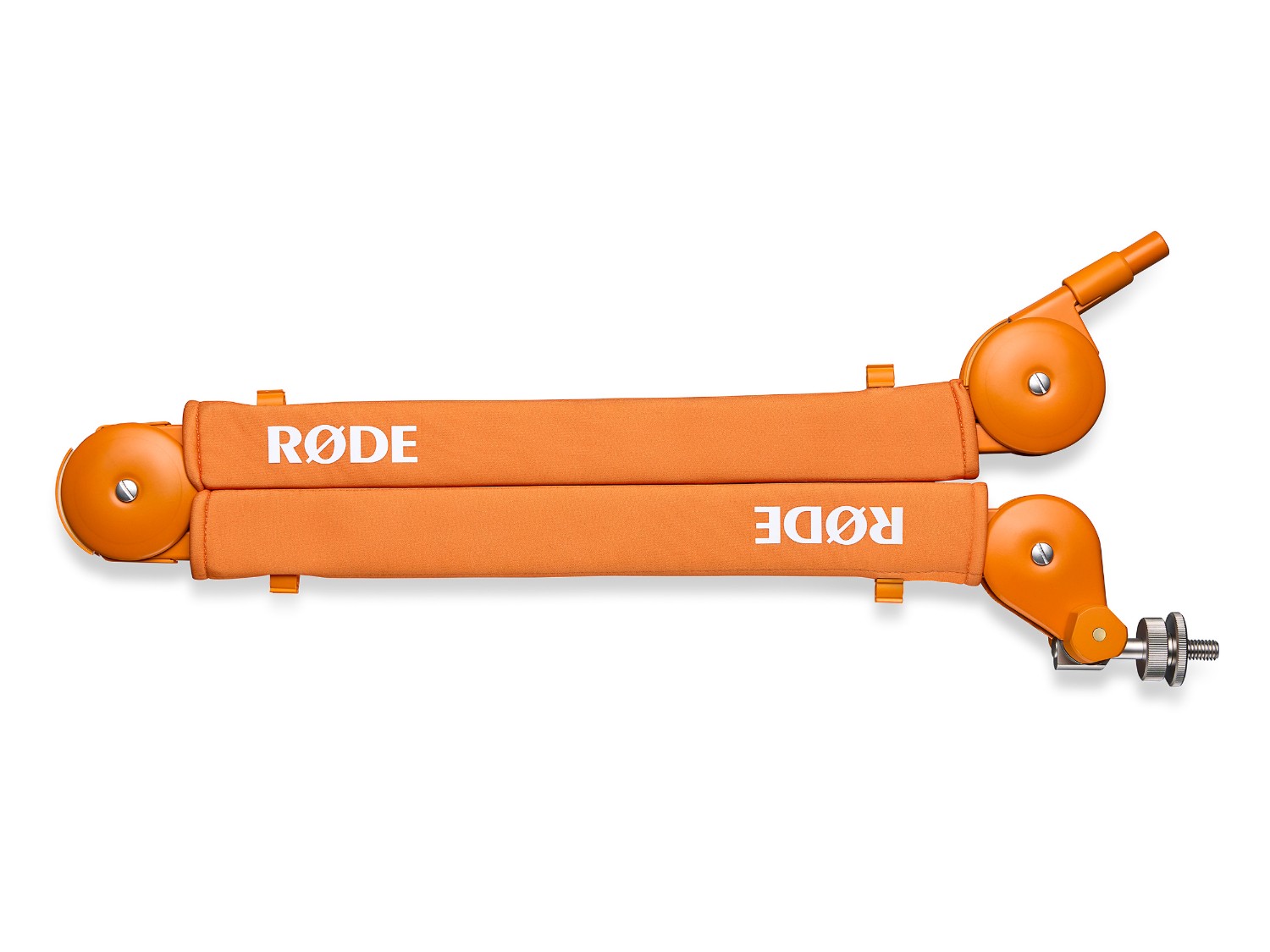 Orange RØDE PSA1+ arm in a compact position