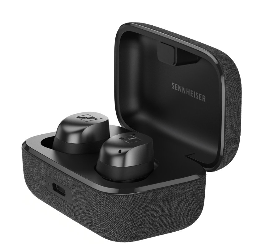 MOMENTUM True Wireless 4 Black Graphite in the charging case