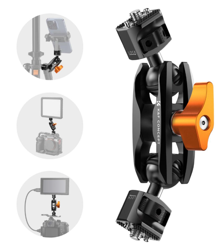 K&F Concept MS14 Magic Arm s dvojitou kulovou hlavou