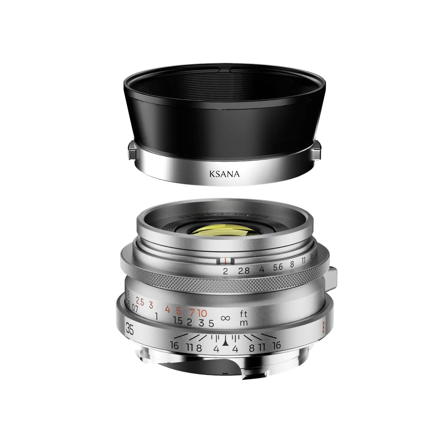 Thypoch Ksana 35mm f/2 ASPH. for Leica M with Lens Hood – Silver