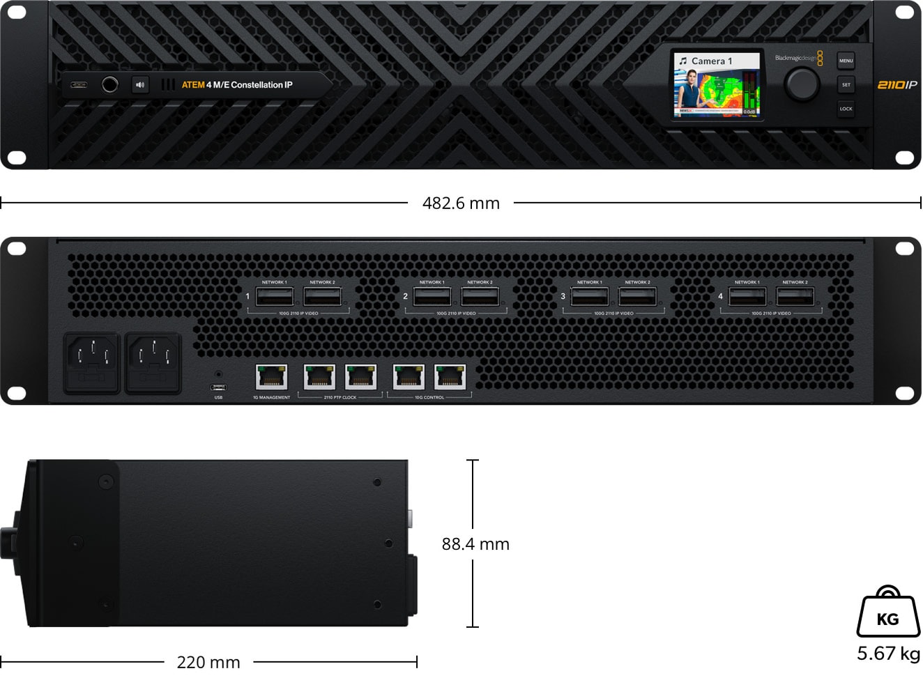 ATEM 4 M/E Constellation IP – Dimensions and weight
