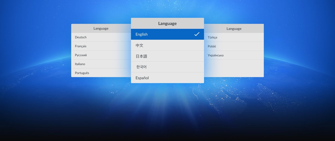 HyperDeck ISO Recorder 100G – Menus in 13 languages