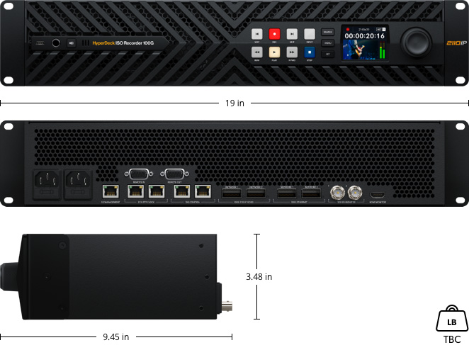 HyperDeck ISO Recorder 100G dimensions