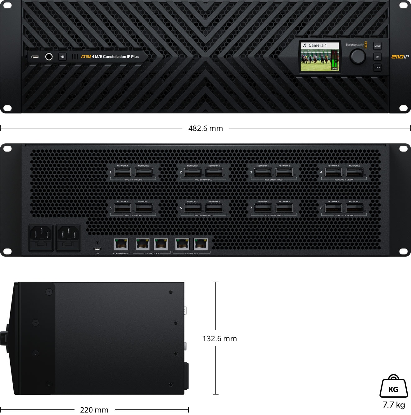 ATEM 4 M/E Constellation IP Plus – Dimensions and weight