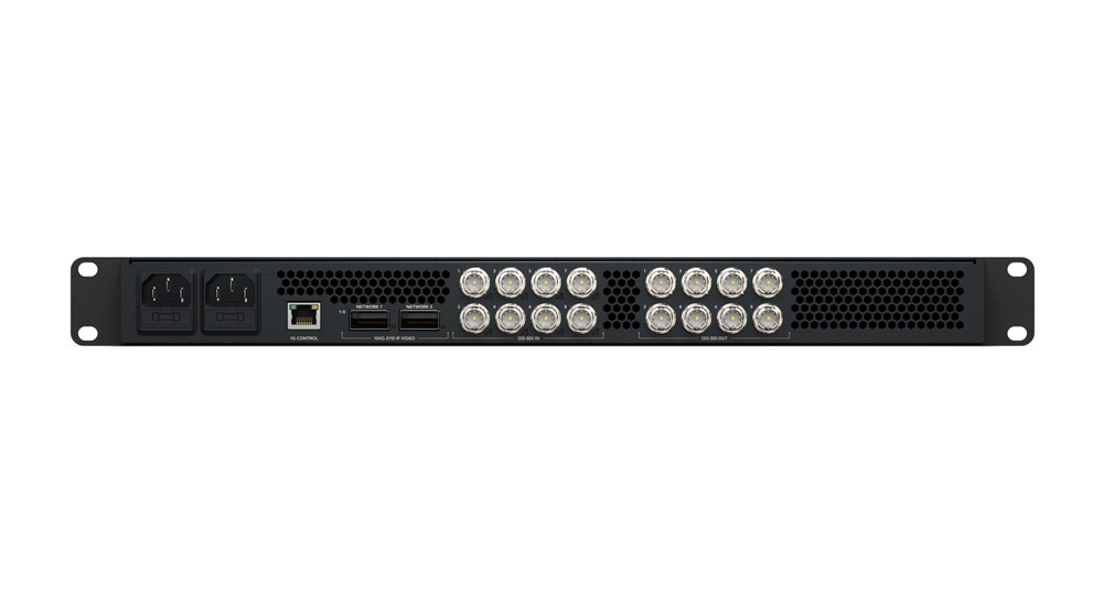 Rear panel with 12G-SDI, 100G and redundant power