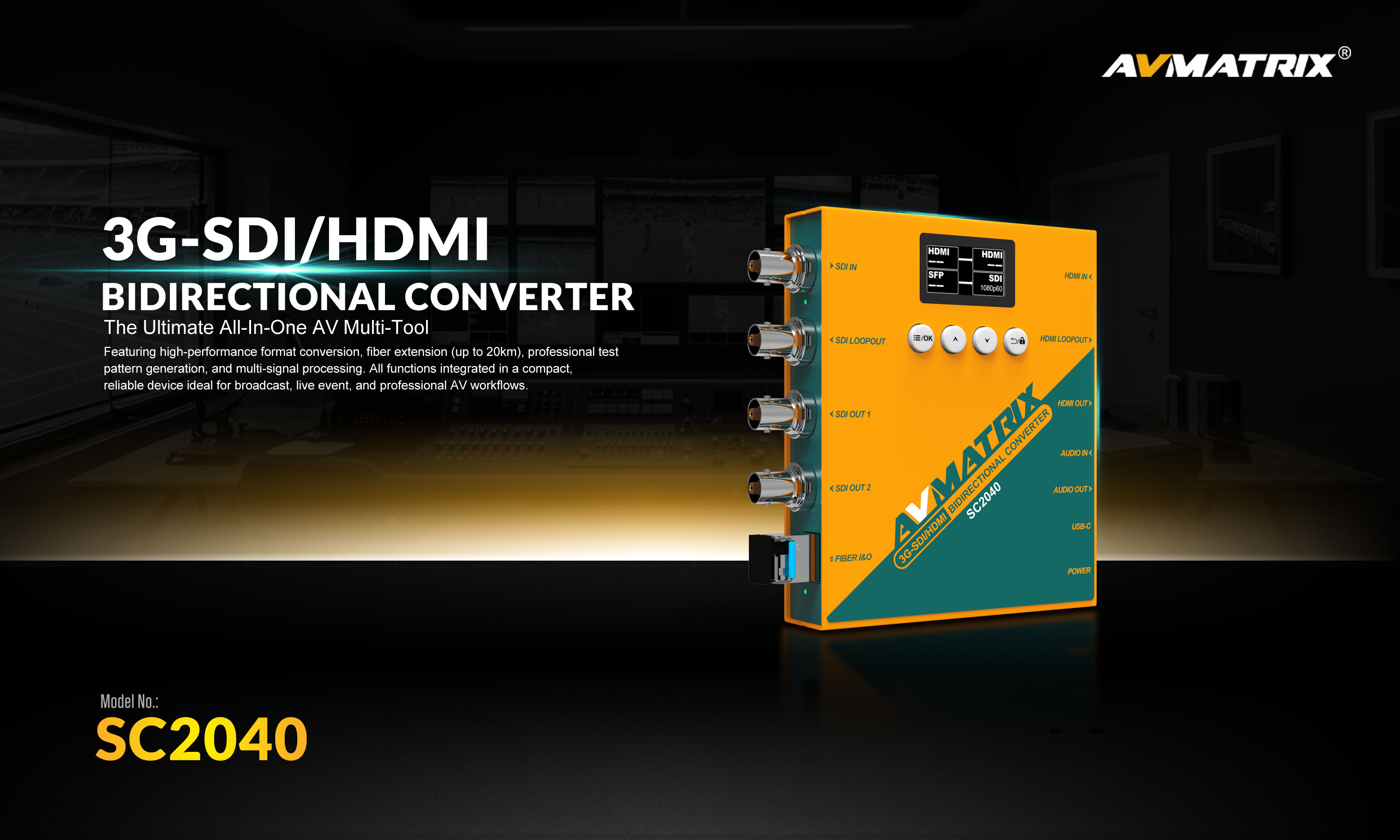 AVMatrix 3G-SDI/ HDMI Bidirectional Scaling Converter With SFP Module RX