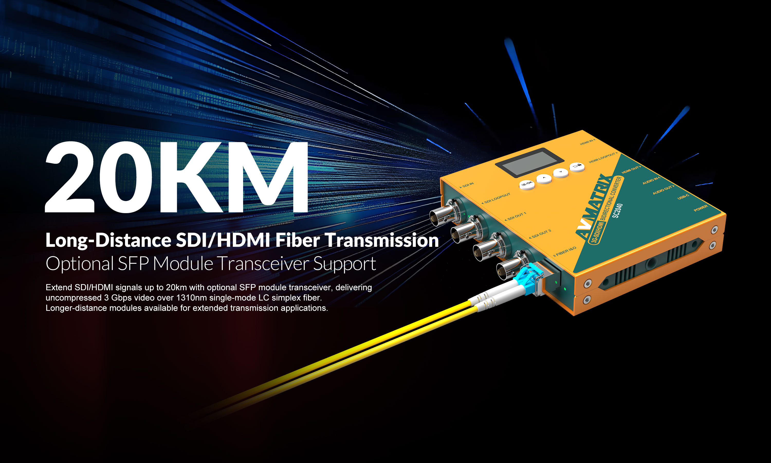 AVMatrix 3G-SDI/ HDMI Bidirectional Scaling Converter With SFP Module RX