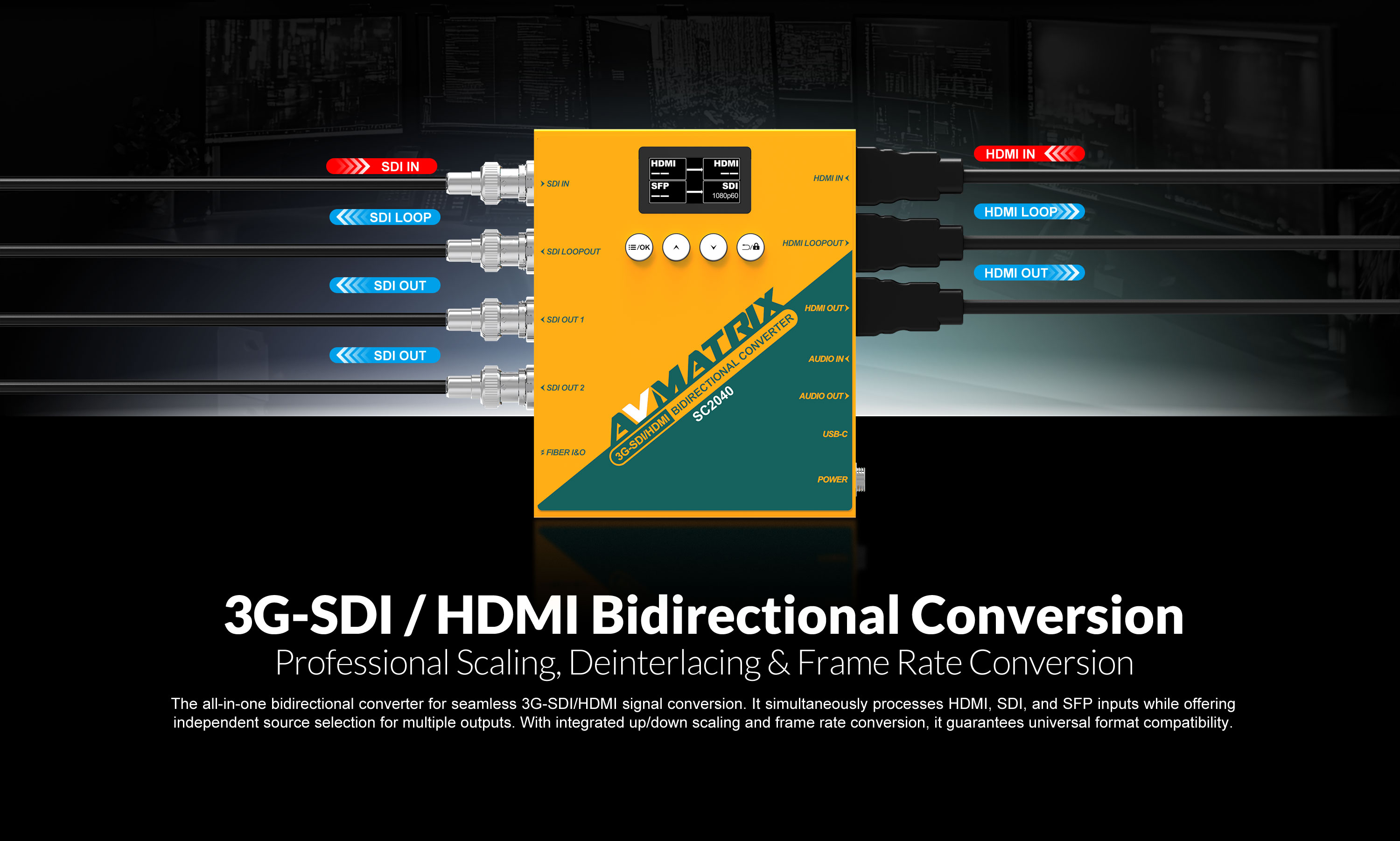 AVMatrix 3G-SDI/ HDMI Bidirectional Scaling Converter